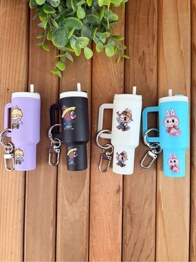 Kawaii Lip Balm Holder Keychain, Mini Tumbler Bag Charm